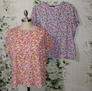 ($3Bundled) Set Of Two Floral Tee Shirts